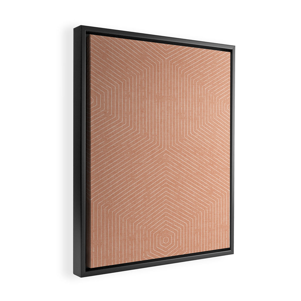 boho hexagon stripes - peach Framed Canvas Print Gallery Image 2