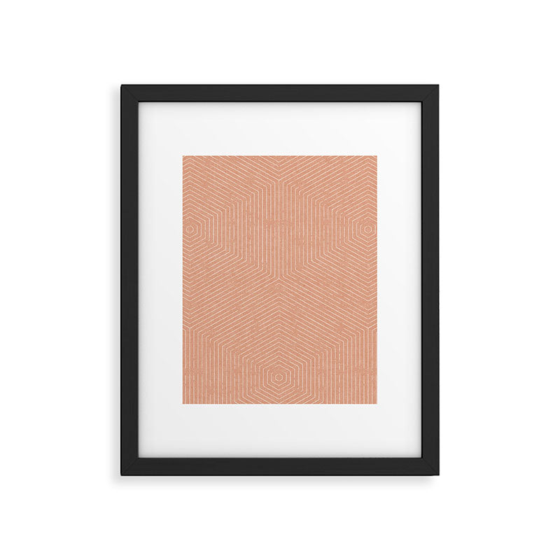 boho hexagon stripes - peach Framed Art Print Gallery Image 6