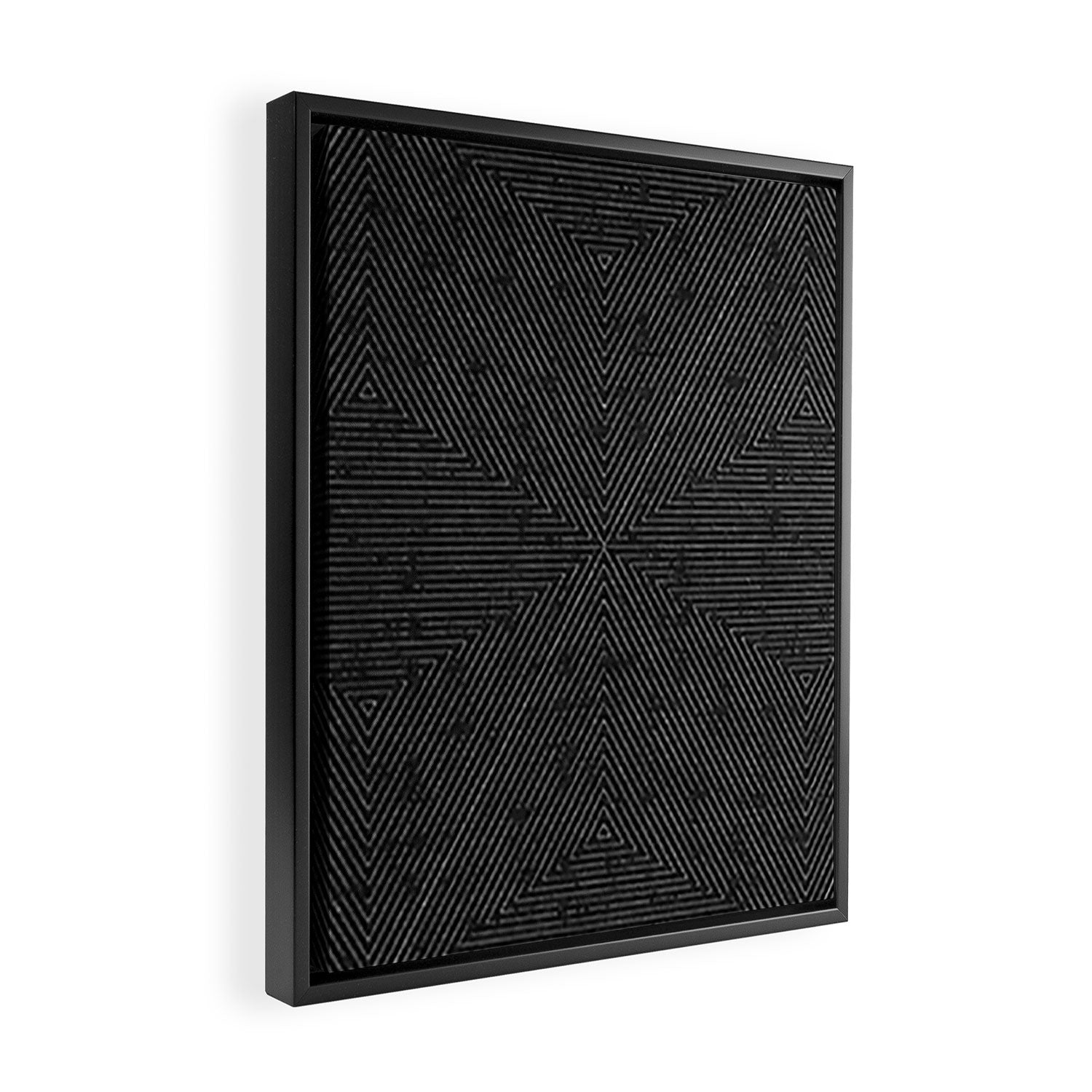 boho triangle stripes - charcoal Framed Canvas Print Gallery Image 2