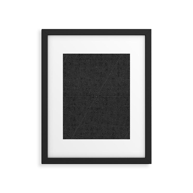 boho triangle stripes - charcoal Framed Art Print Gallery Image 6