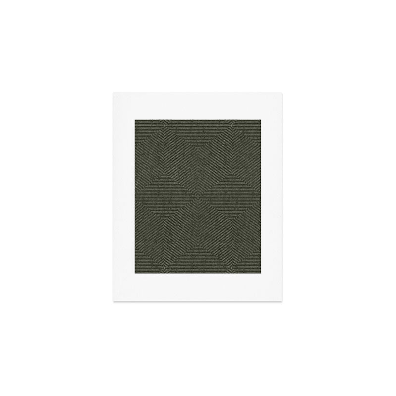 boho triangle stripes - olive green Art Print Gallery Image 1