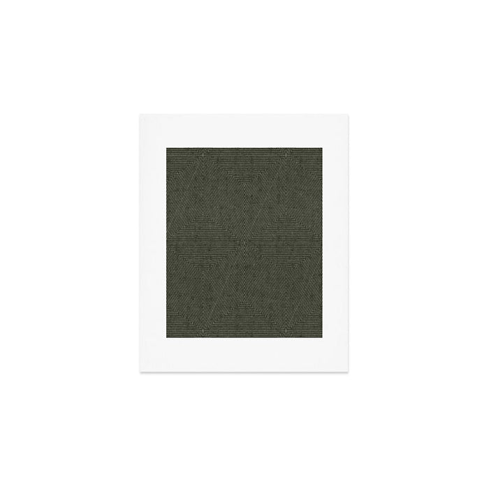 boho triangle stripes - olive green Art Print Gallery Image 1