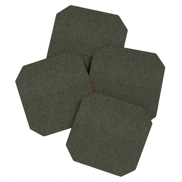 boho triangle stripes - olive green Coaster Gallery Image 1