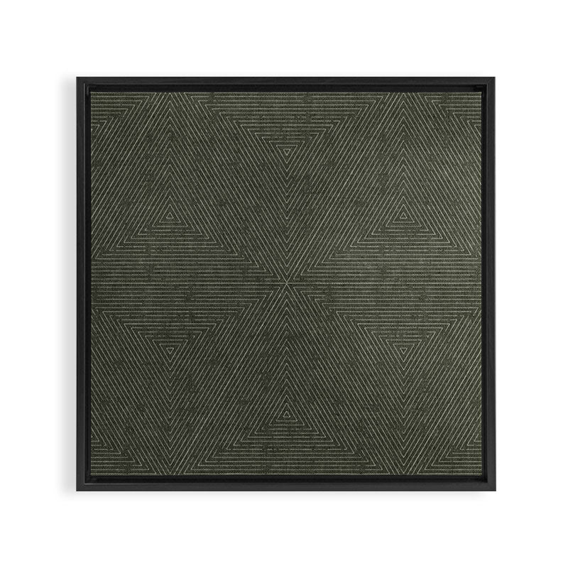 boho triangle stripes - olive green Framed Canvas Print Gallery Image 3
