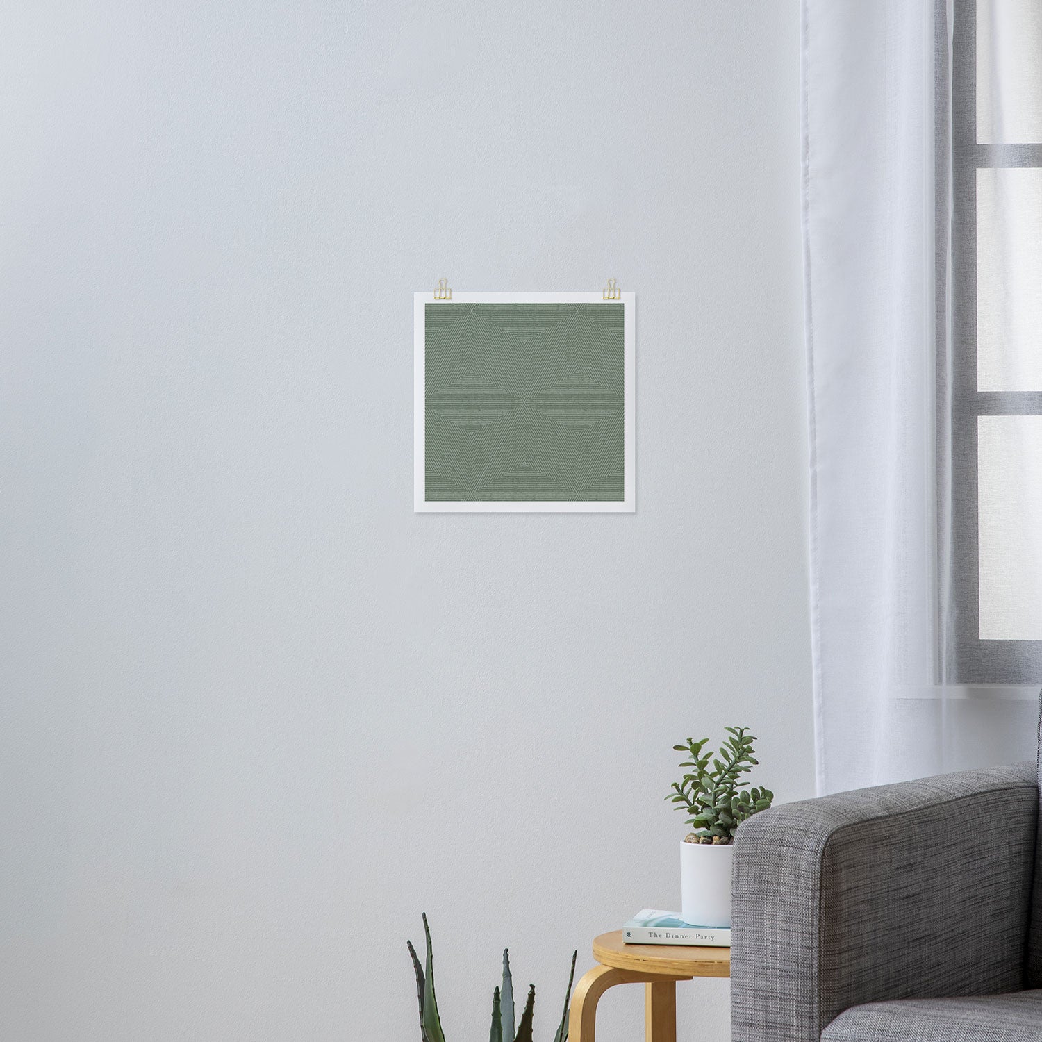 boho triangle stripes - sage Art Print Gallery Image 3