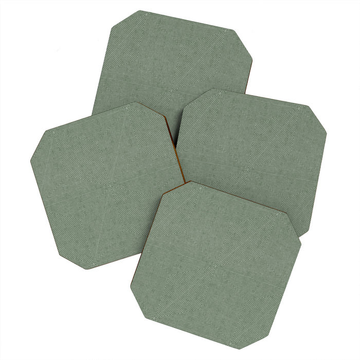 boho triangle stripes - sage Coaster Gallery Image 1