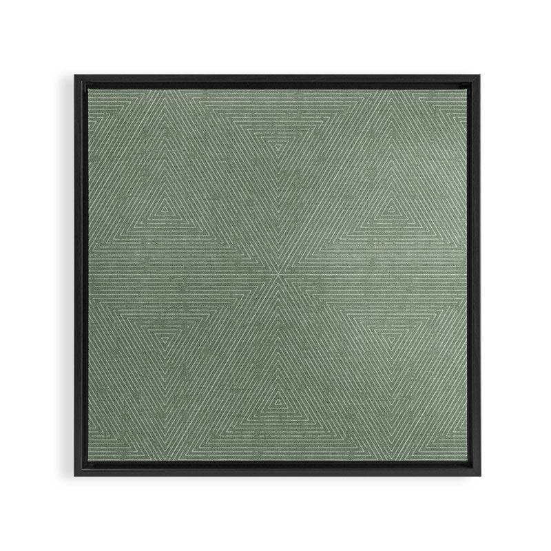 boho triangle stripes - sage Framed Canvas Print Gallery Image 3