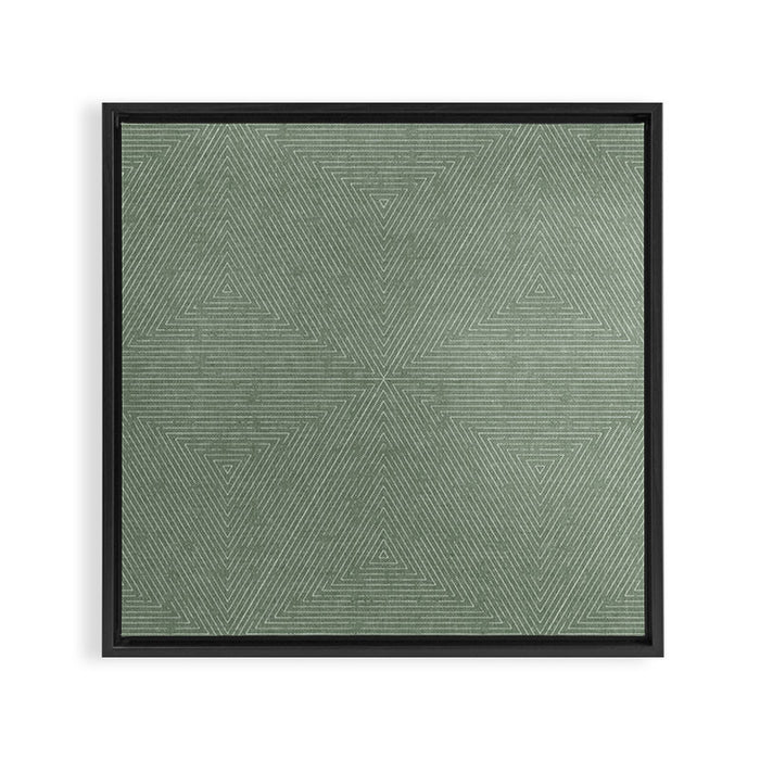 boho triangle stripes - sage Framed Canvas Print Gallery Image 1