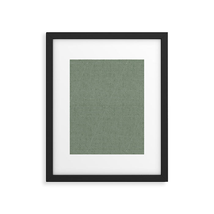 boho triangle stripes - sage Framed Art Print Gallery Image 1