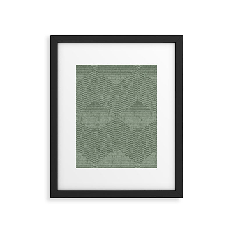 boho triangle stripes - sage Framed Art Print Gallery Image 4