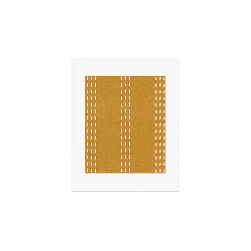 boho vertical stitch - mustard Art Print Gallery Image 1