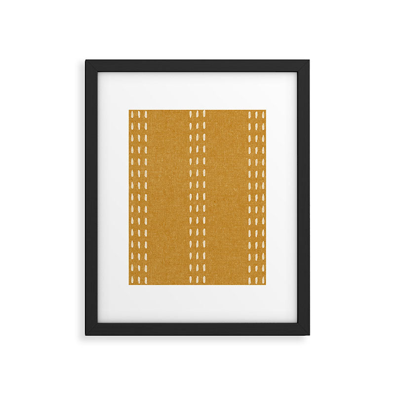 boho vertical stitch - mustard Framed Art Print Gallery Image 6
