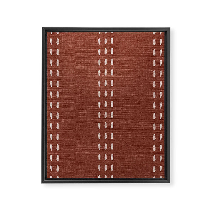 boho vertical stitch - rust Framed Canvas Print Gallery Image 1