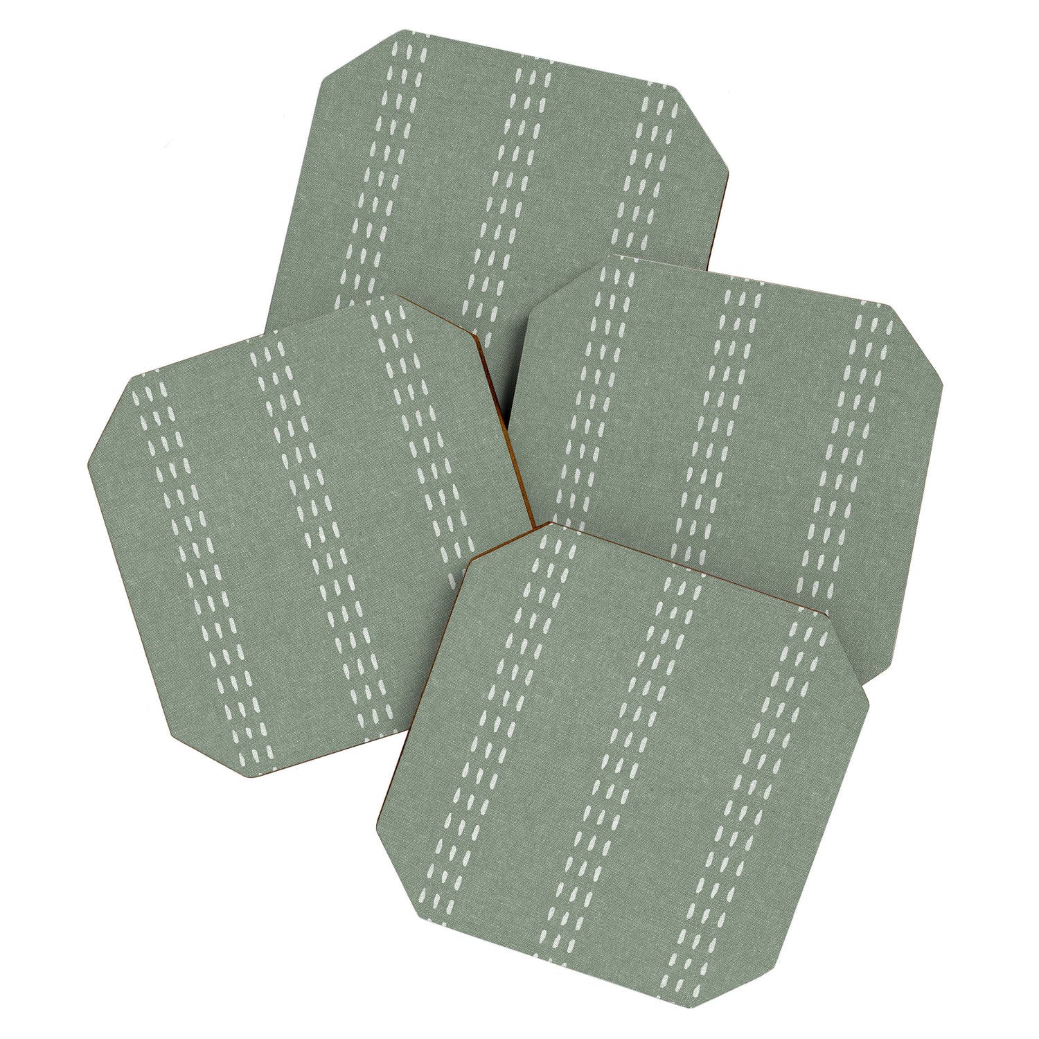 boho vertical stitch - sage Coaster Gallery Image 1