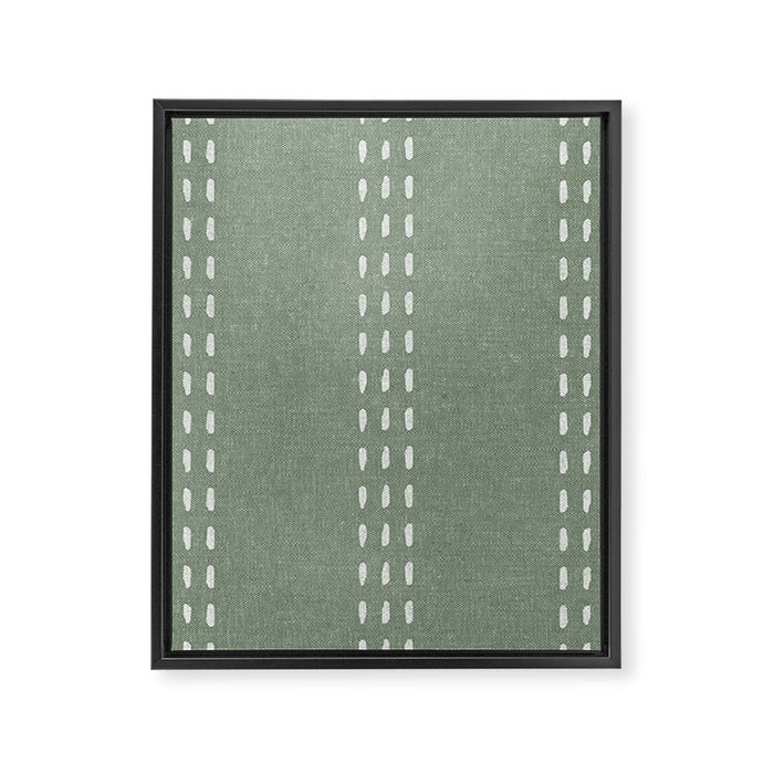 boho vertical stitch - sage Framed Canvas Print Gallery Image 1
