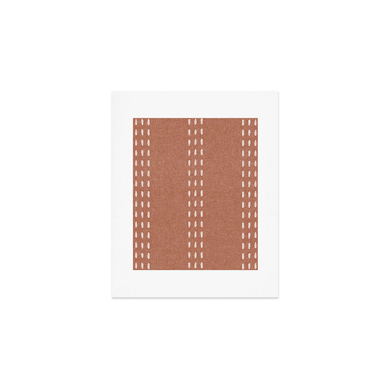 boho vertical stitch - terracotta Art Print Gallery Image 1
