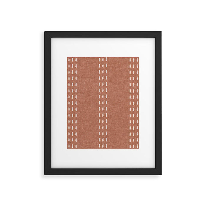 boho vertical stitch - terracotta Framed Art Print Gallery Image 1