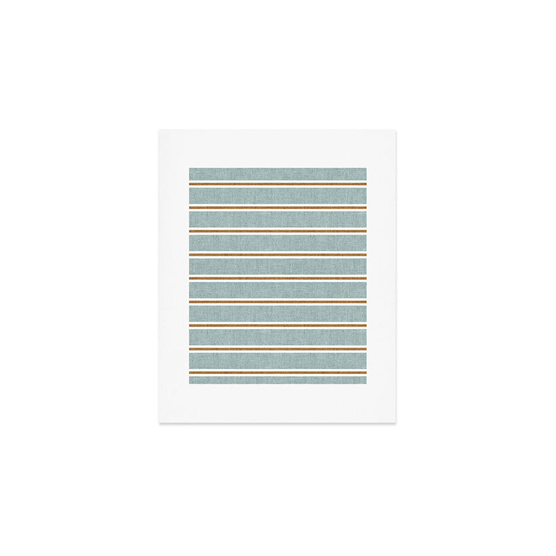 Cadence Stripes - dusty blue and rust Art Print Gallery Image 1