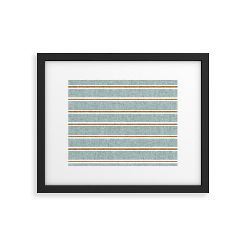 Cadence Stripes - dusty blue and rust Framed Art Print Gallery Image 6
