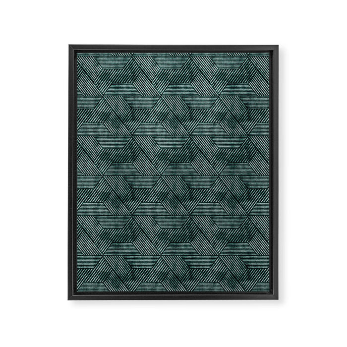 cadence triangles - dark green Framed Canvas Print Gallery Image 1
