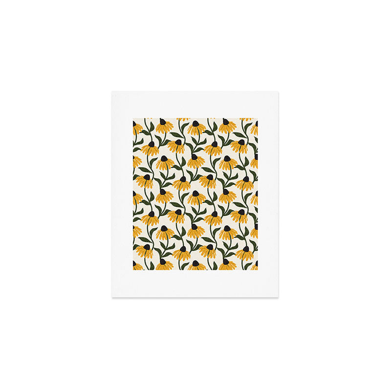 coneflowers - cream Art Print Gallery Image 1
