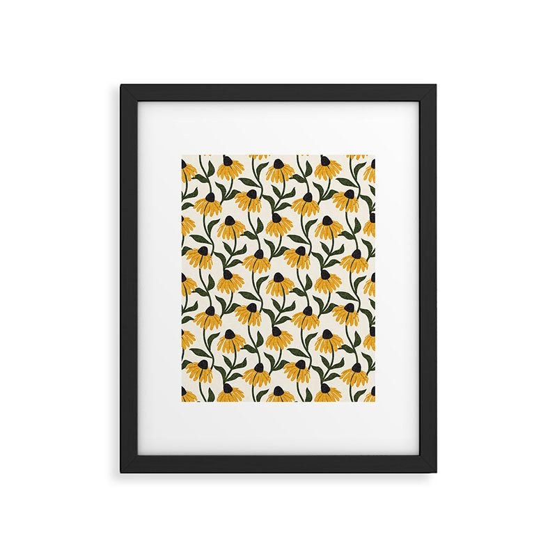 Coneflowers - Cream Framed Art Print