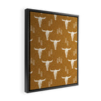 desert skulls - southwest cow skull - gold Framed Canvas Print Gallery Image 2