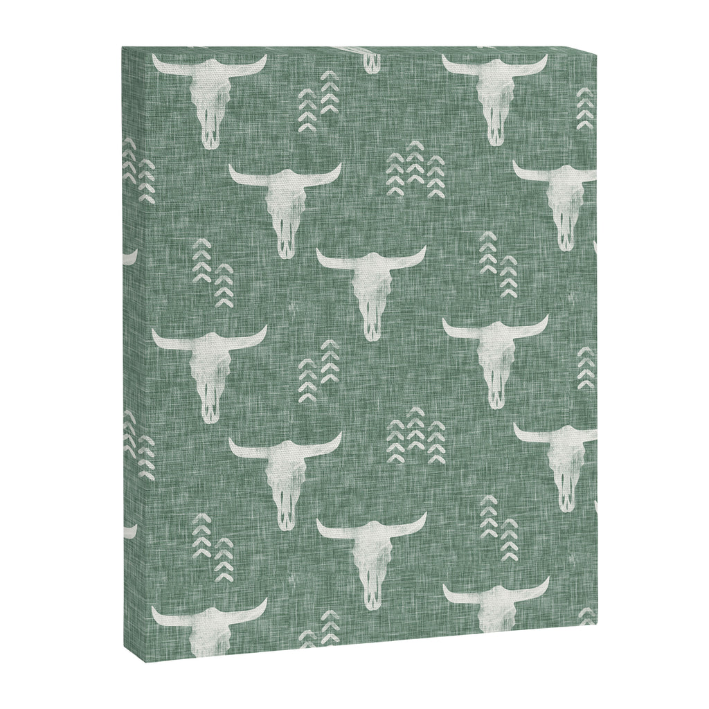 desert skulls - southwest cow skulls on sage Canvas Print Gallery Image 8