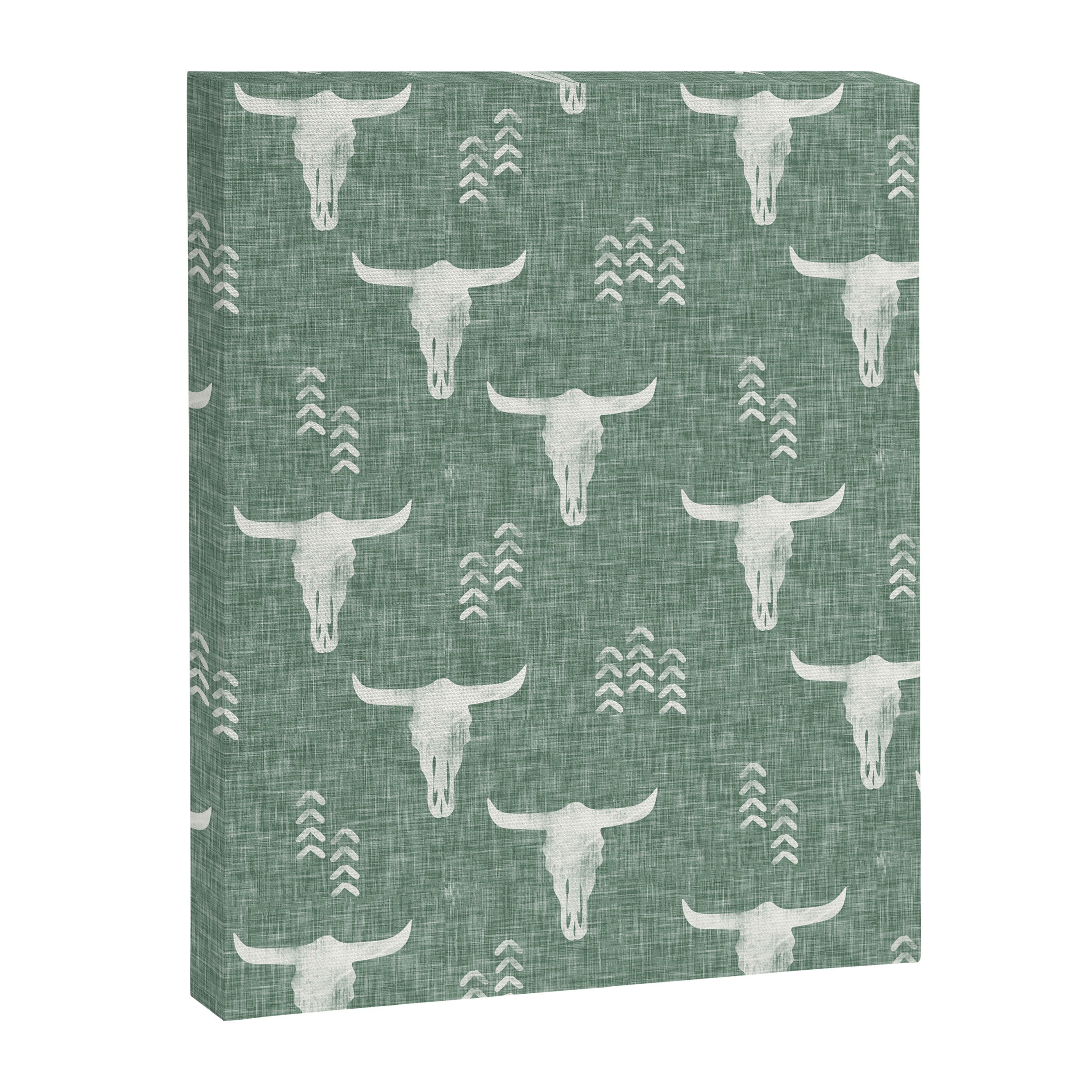 desert skulls - southwest cow skulls on sage Canvas Print Gallery Image 8