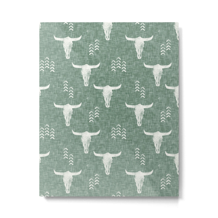 desert skulls - southwest cow skulls on sage Metal Print Gallery Image 1