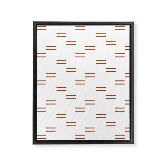 double dash in burnt orange on white Framed Canvas Print Gallery Image 1