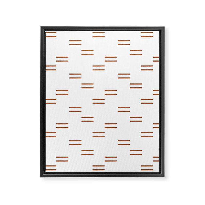 double dash in burnt orange on white Framed Canvas Print Gallery Image 8