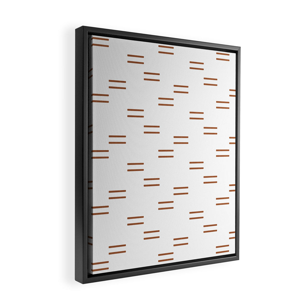 double dash in burnt orange on white Framed Canvas Print Gallery Image 2