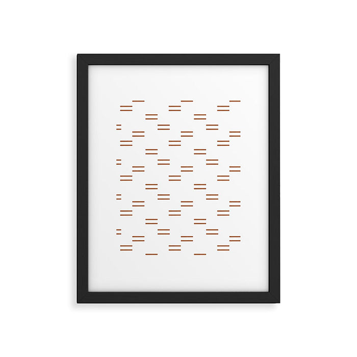 double dash in burnt orange on white Framed Art Print Gallery Image 1