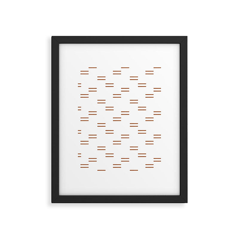 double dash in burnt orange on white Framed Art Print Gallery Image 6