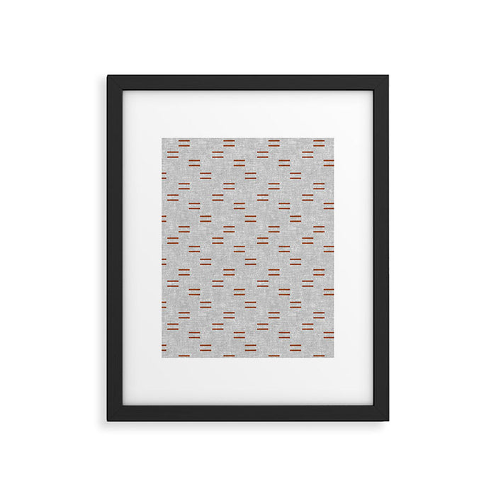 double dash - rust on greige Framed Art Print Gallery Image 1