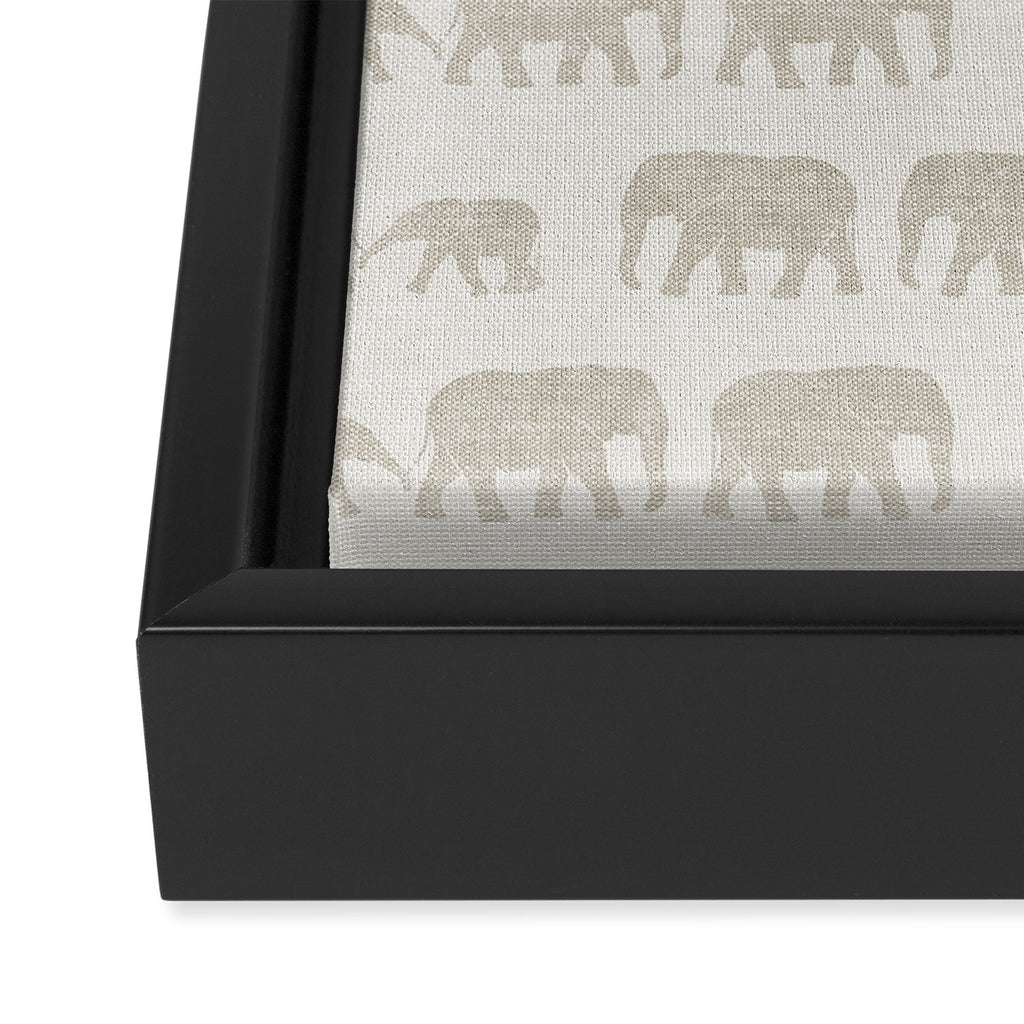elephant march - beige Framed Canvas Print Gallery Image 3