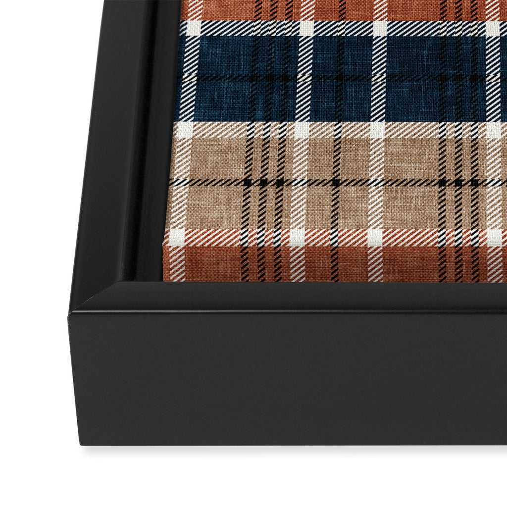 fall plaid - navy, orange & tan Framed Canvas Print Gallery Image 3