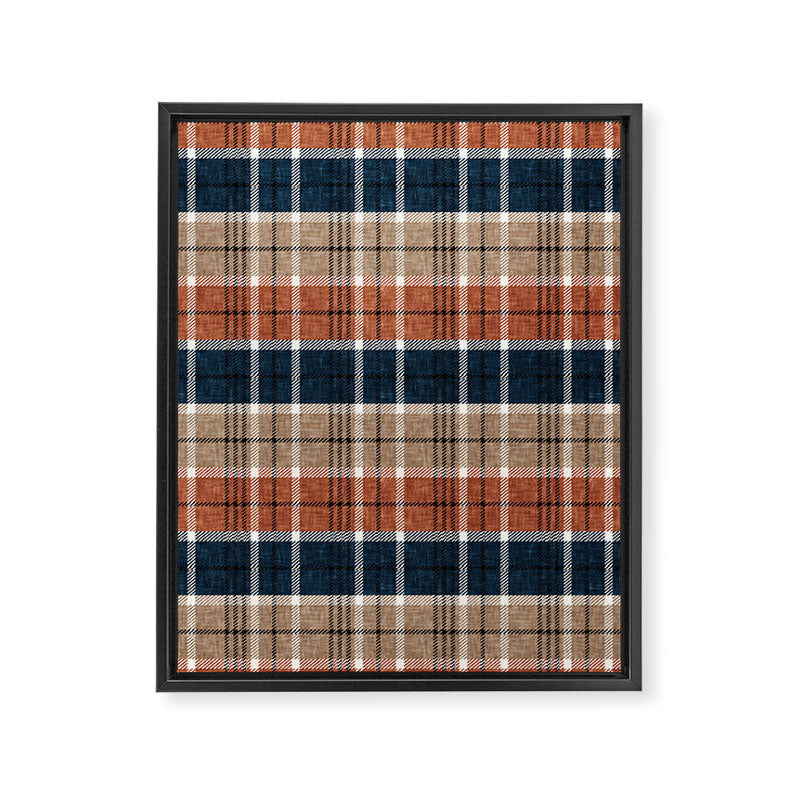 fall plaid - navy, orange & tan Framed Canvas Print Gallery Image 8