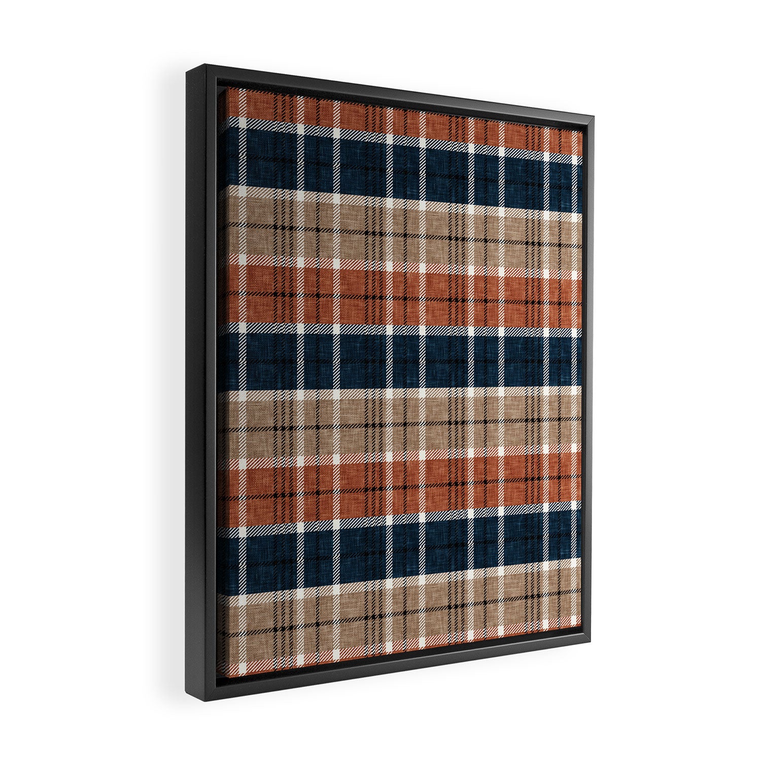 fall plaid - navy, orange & tan Framed Canvas Print Gallery Image 2