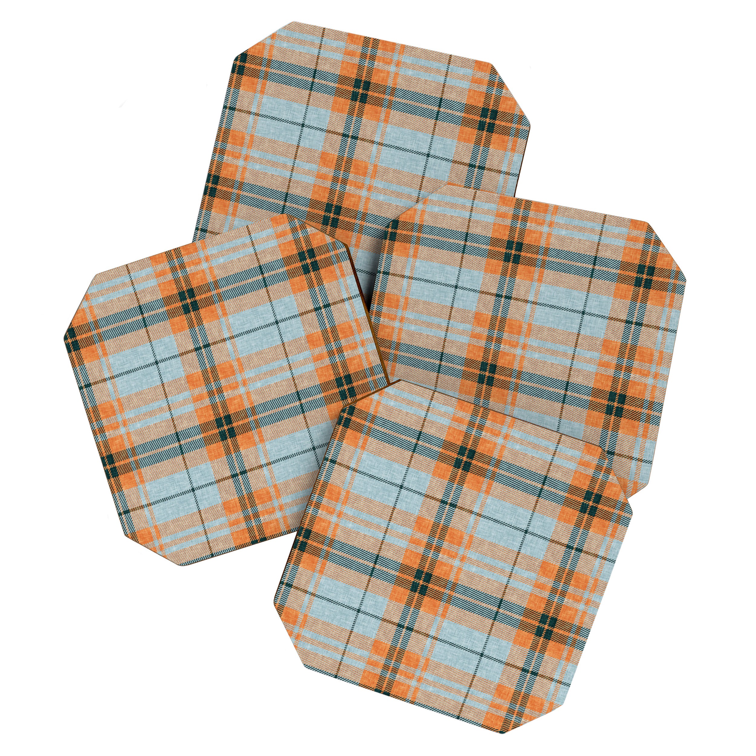fall plaid - orange and blue Coaster Gallery Image 1