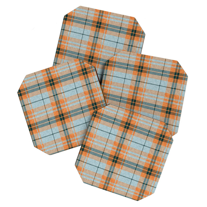 fall plaid - orange and blue Coaster Gallery Image 1