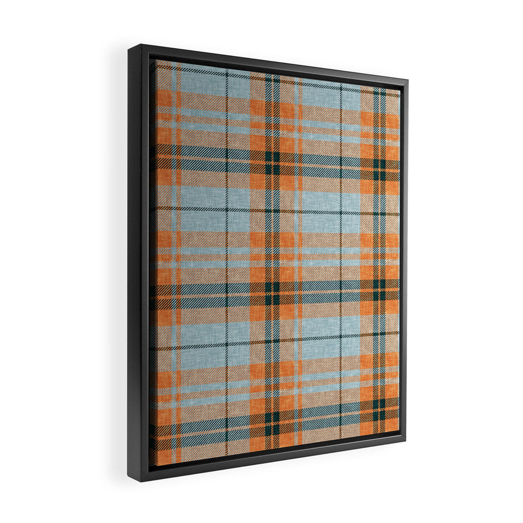 fall plaid - orange and blue Framed Canvas Print Gallery Image 2