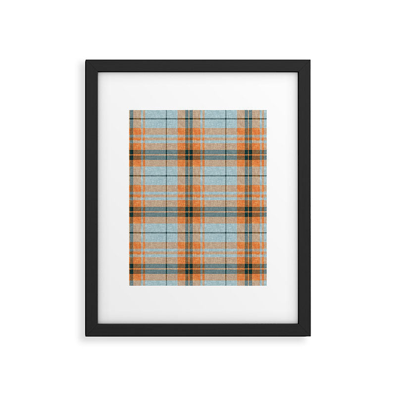 fall plaid - orange and blue Framed Art Print Gallery Image 6