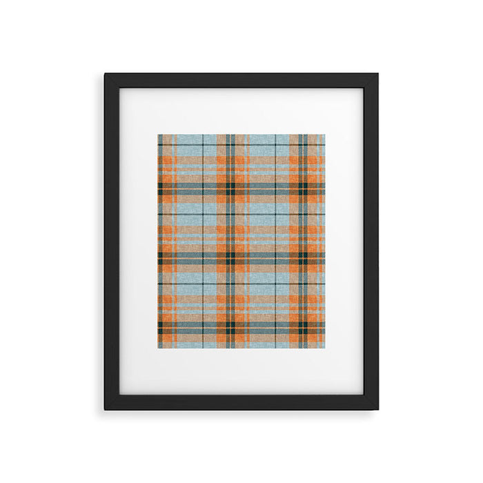 fall plaid - orange and blue Framed Art Print Gallery Image 1