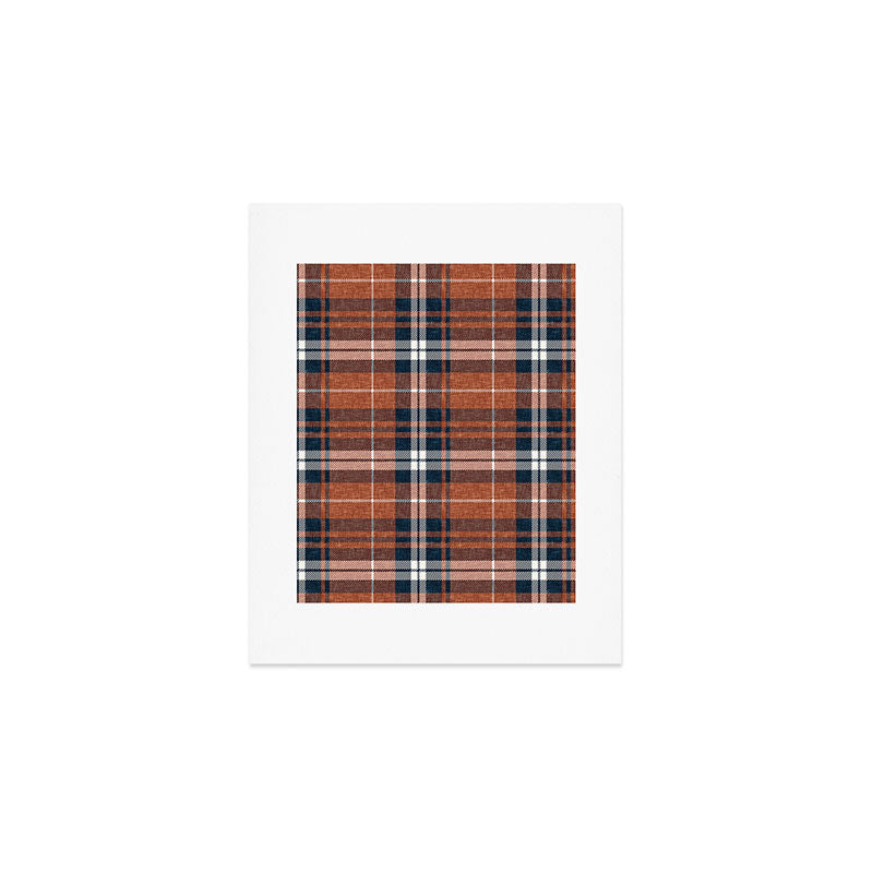 fall plaid - rust and navy blue Art Print Gallery Image 1