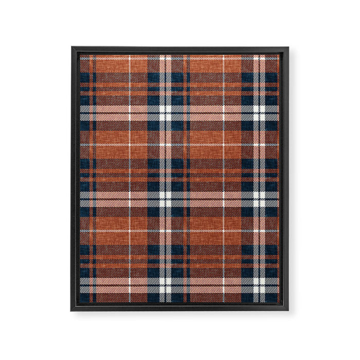 fall plaid - rust and navy blue Framed Canvas Print Gallery Image 1