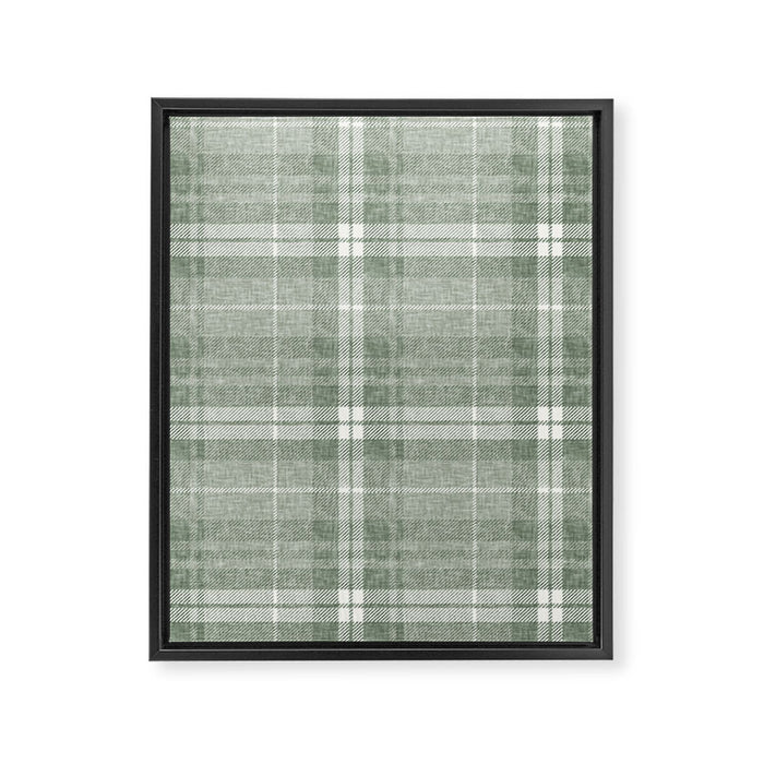 fall plaid - sage Framed Canvas Print Gallery Image 1