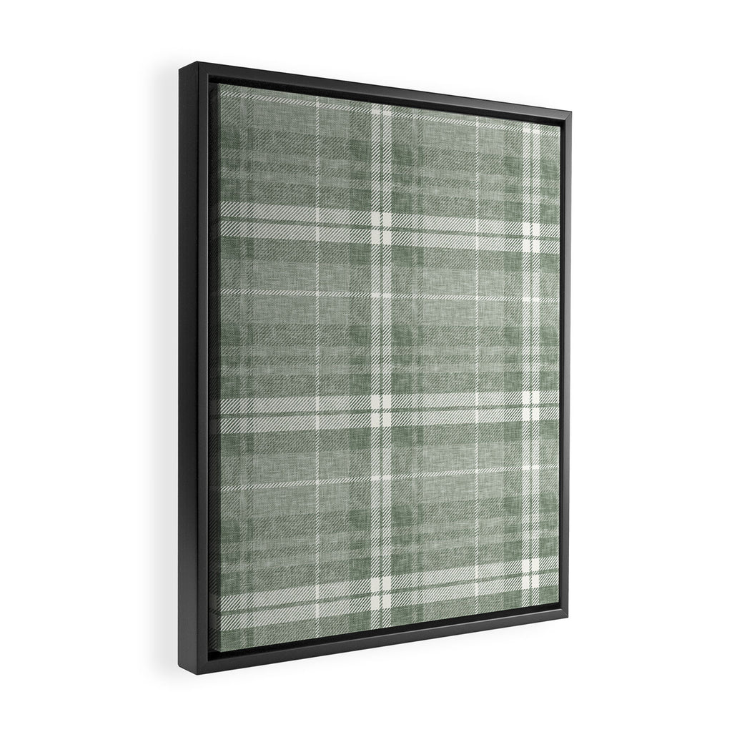 fall plaid - sage Framed Canvas Print Gallery Image 2