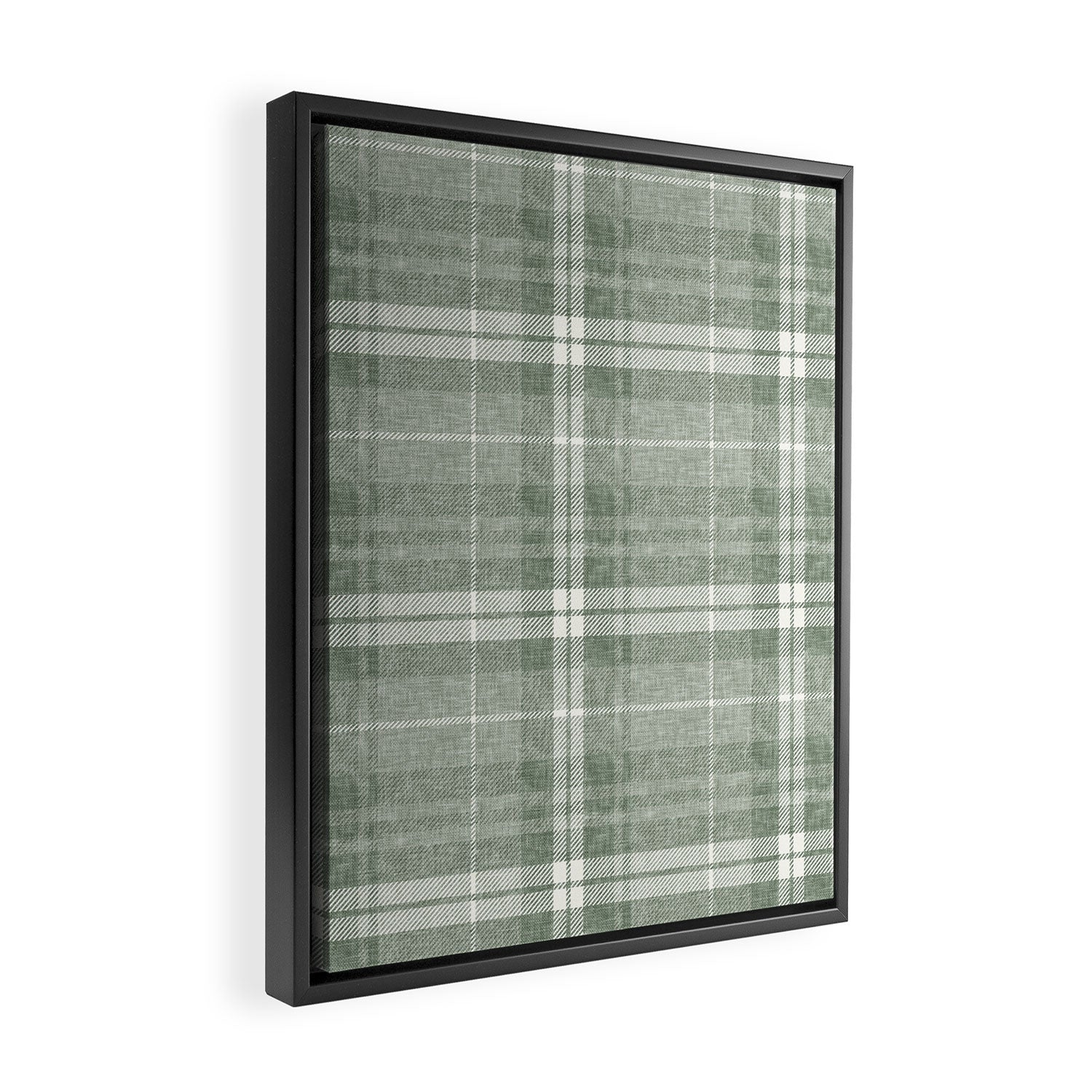 fall plaid - sage Framed Canvas Print Gallery Image 2